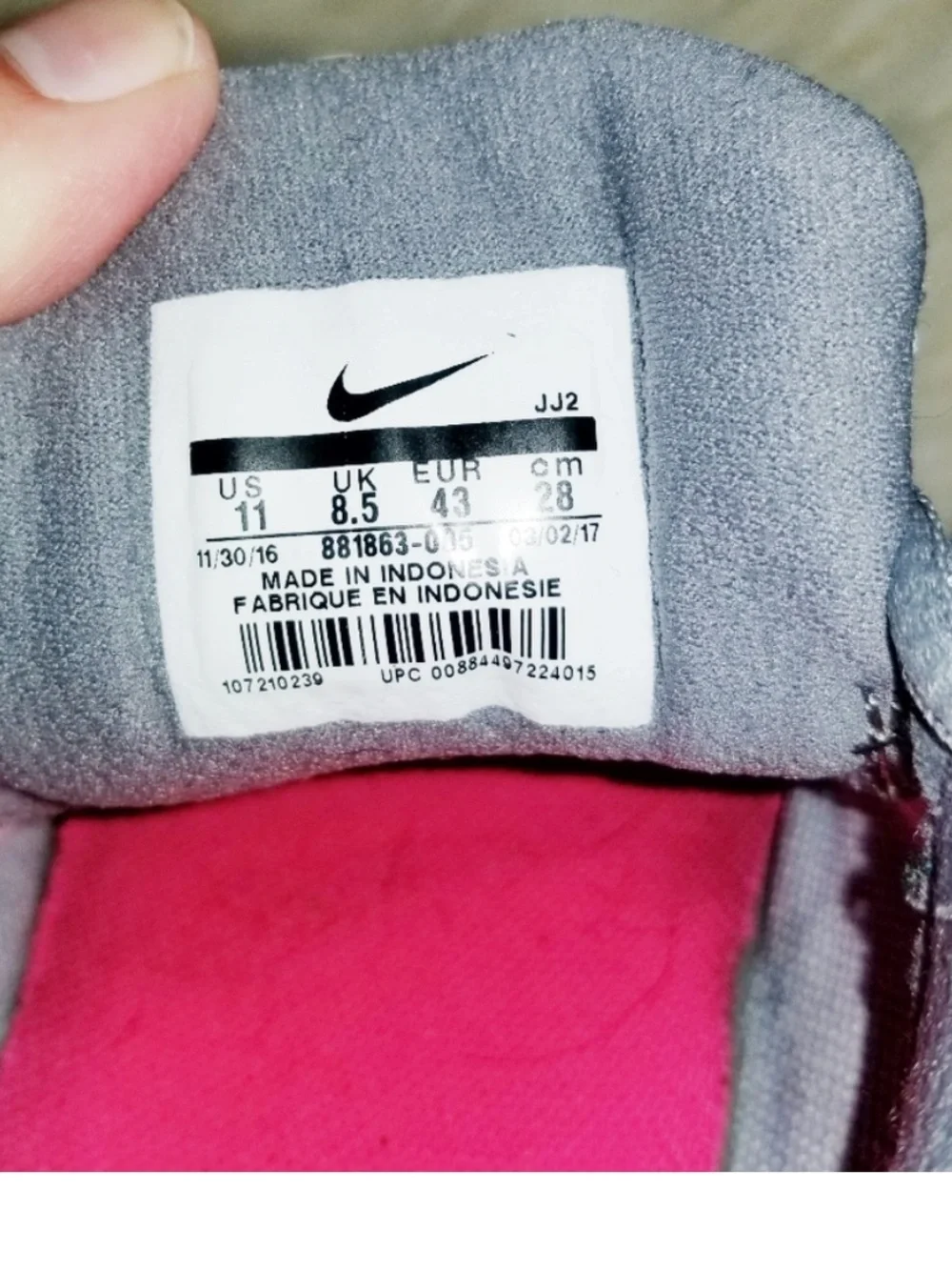 Nike Gray Sneakers with Pink Accents